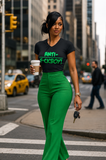 Unisex Short Sleeve V-Neck T-Shirt/ Lime Green
